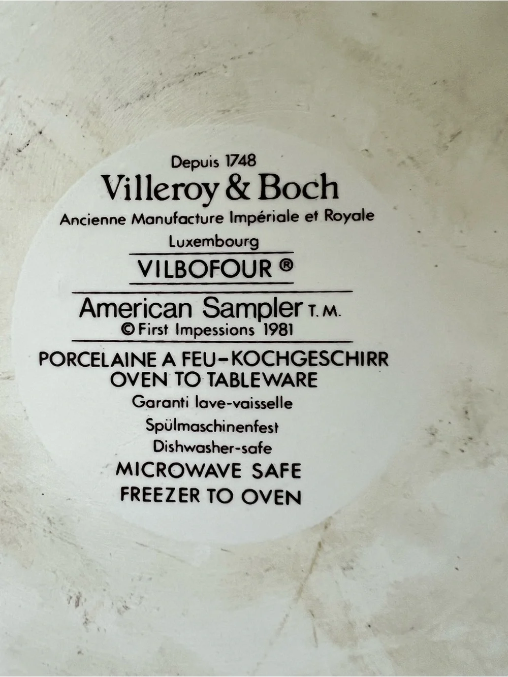 Vintage Villeroy & Boch American Sampler quiche dish 9.25” diameter